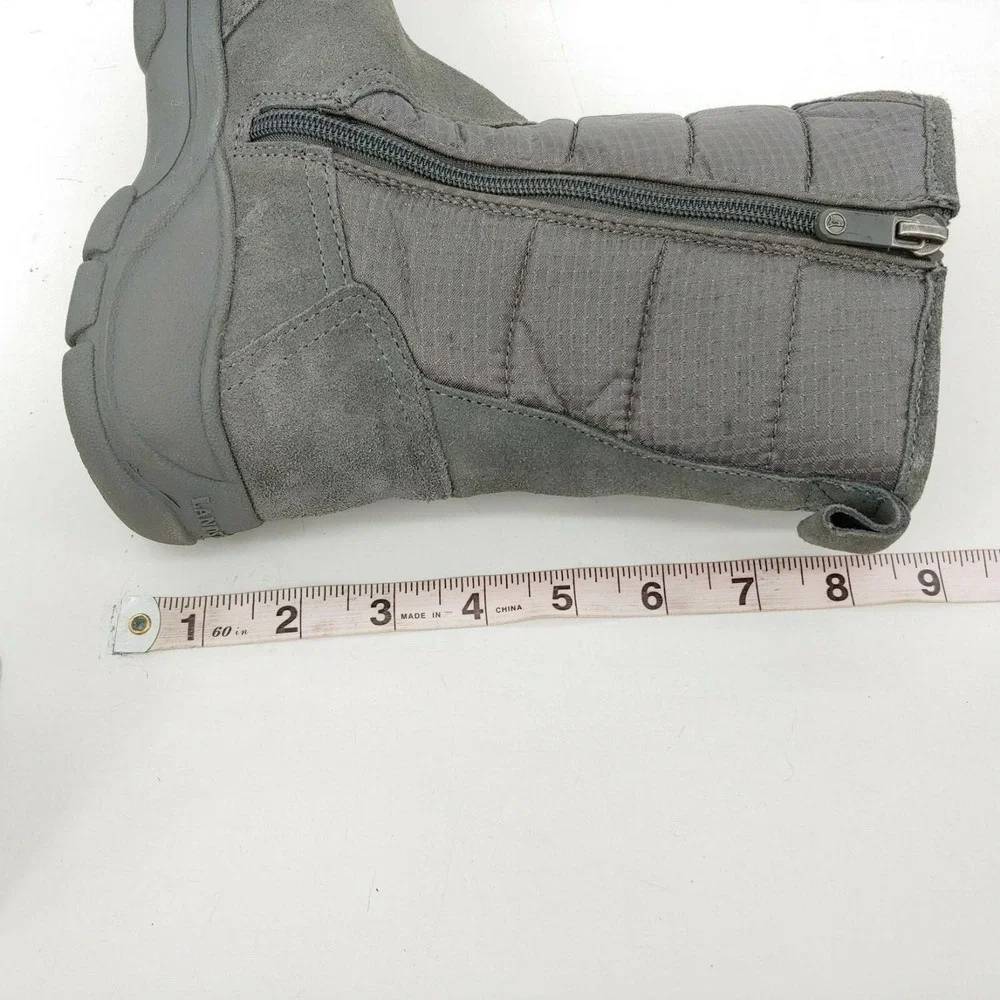 Lands End Boots Womens Gray 6 Suede All Weather Shoes Lined Side Zip‎ Mid Calf